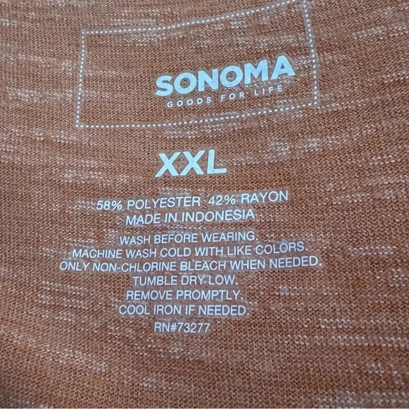 Sonoma XXL 2X Tank Top Shirt Orange Sleeveless V Neck Knit Rayon Blend Womens - Picture 5 of 5